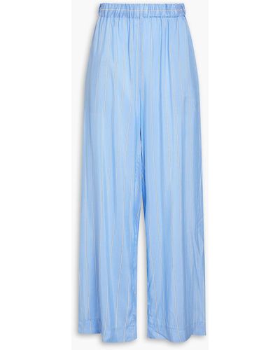 LeKasha Nadine Harper Striped Silk Straight-leg Trousers - Blue