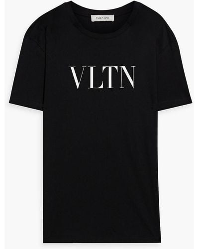 Valentino Garavani Vltn Logo-print Cotton-jersey T-shirt - Black
