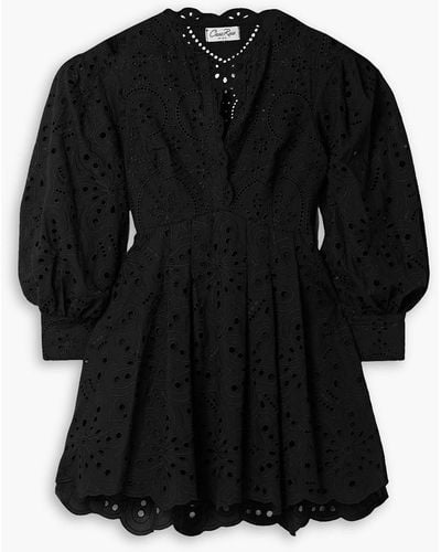 Charo Ruiz Franca Broderie Anglaise Cotton-blend Mini Dress - Black