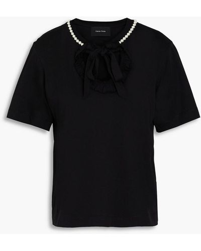 Simone Rocha Faux Pearl-embellished Cotton-jersey Top - Black