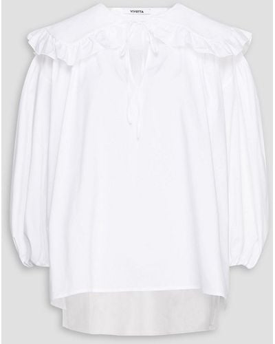 Vivetta Geraffte bluse aus popeline aus einer baumwollmischung mit rüschenbesatz - Weiß