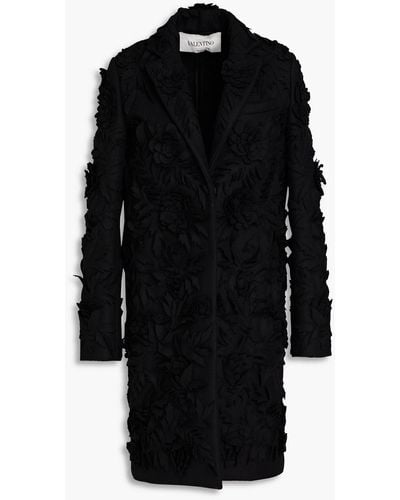 Valentino Garavani Embellished Wool-blend Coat - Black