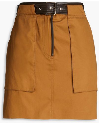 LVIR Belted Cotton-twill Mini Skirt - Brown