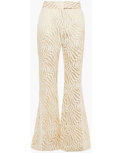 Rachel Zoe Metallic Cotton-blend Jacquard Flared Trousers - White