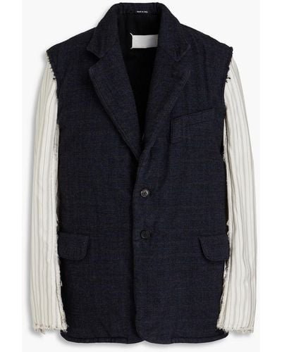 Maison Margiela Bedruckter blazer aus popeline und woll-tweed - Blau