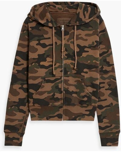 Nili Lotan Callie Camouflage French Cotton-terry Zip-up Hoodie - Brown
