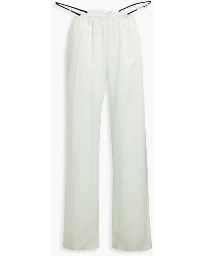 T By Alexander Wang Embellished Silk-satin Straight-leg Trousers - White