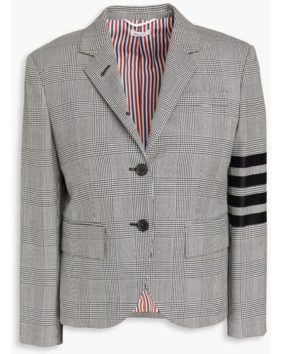 Thom Browne Prince Of Wales Checked Wool-tweed Blazer - Gray