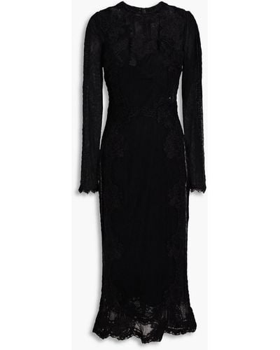 Dolce & Gabbana Embroidered Tulle Midi Dress - Black