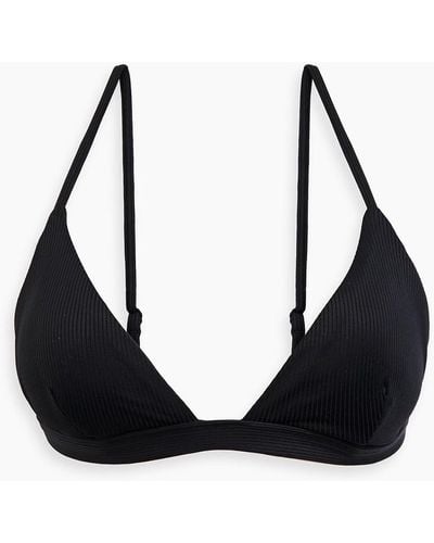 Onia Dani Ribbed Triangle Bikini Top - Black