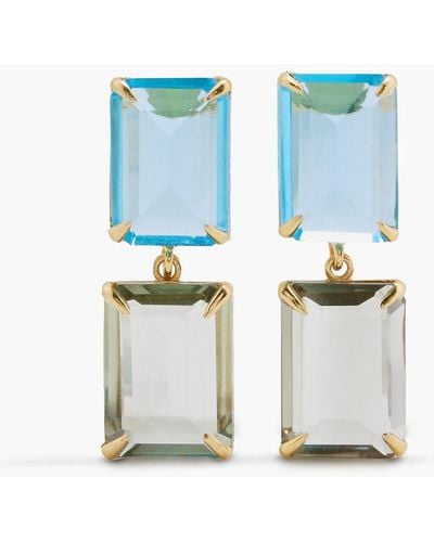 Bounkit Gold-tone Quartz Earrings - Blue