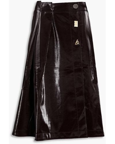 Rejina Pyo Carla Pleated Faux Leather Midi Skirt - Black