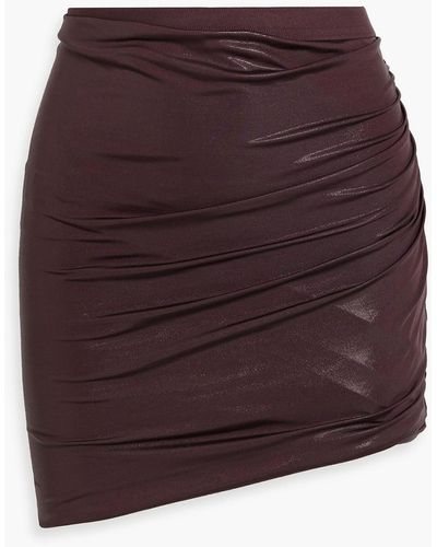 Rick Owens Jade Ruched Coated Stretch-jersey Mini Skirt - Purple