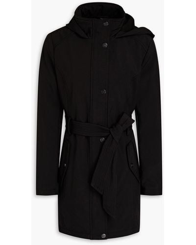 DKNY Belted Shell Hooded Raincoat - Black