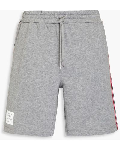 Thom Browne Appliquéd French Cotton-terry Shorts - Grey