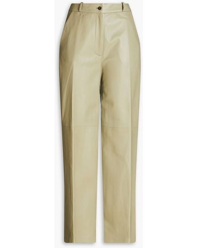 Loulou Studio Leather Wide-leg Trousers - Green