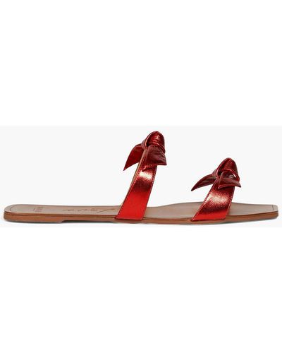 Alexandre Birman Clarita Bow-embellished Metallic Leather Slides - Red