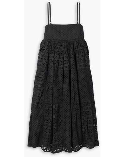 RHODE Saachi Broderie Anglaise Cotton-blend Midi Dress - Black