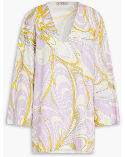 Emilio Pucci Printed Cotton-poplin Kaftan - White