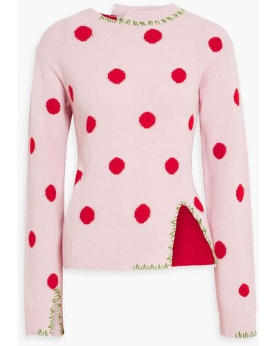 Marni Polka-dot Jacquard-knit Wool Sweater - Pink