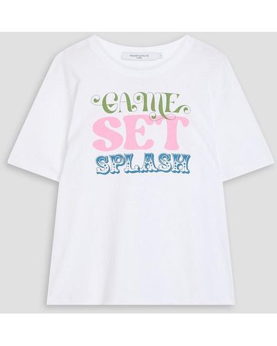 Maison Kitsuné T-shirt aus baumwoll-jersey mit print - Weiß