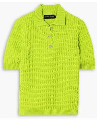 Brandon Maxwell Radlie Neon Pointelle-knit Wool Polo Shirt - Yellow