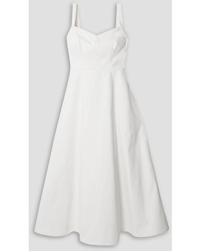 Emilia Wickstead Elvita Pleated Denim Midi Dress - White