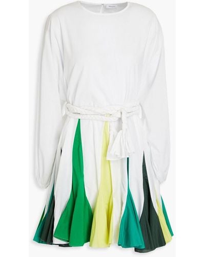 RHODE Ella Color-block Cotton-poplin Mini Dress - Green