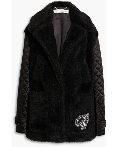 Off-White C/O Virgil Abloh Geometric Faux Fur Jacket - Black