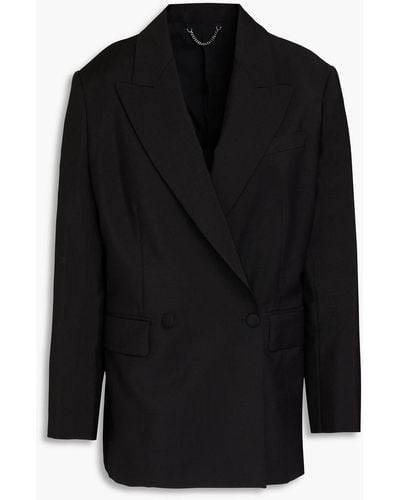 Ferragamo Double-breasted Mohair And Wool-blend Blazer - Black