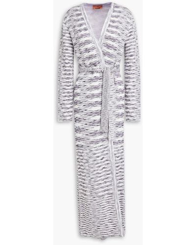 Missoni Belted Embellished Space-dyed Crochet-knit Wool-blend Cardigan - White