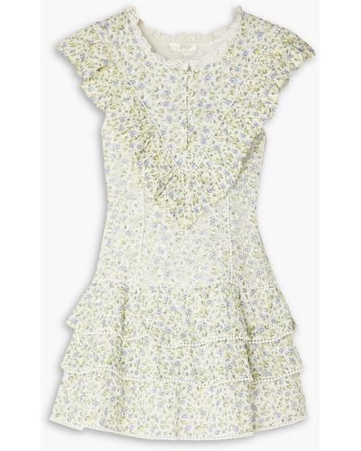LoveShackFancy Lunetta Ruffled Floral-print Broderie Anglaise Cotton Mini Dress - White