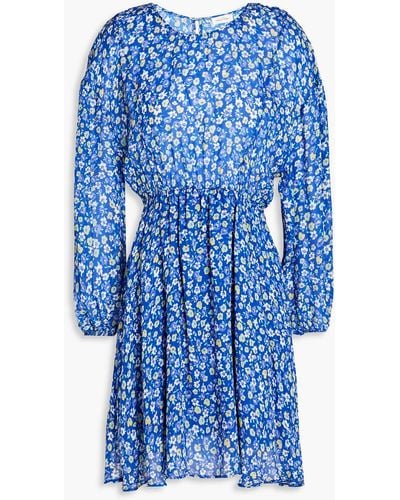 American Vintage Floral-print Crepe Mini Dress - Blue