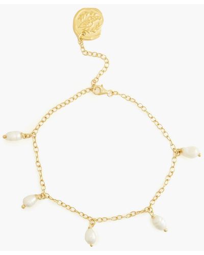 Ancient Greek Sandals Gold-tone Freshwater Pearl Anklet - White