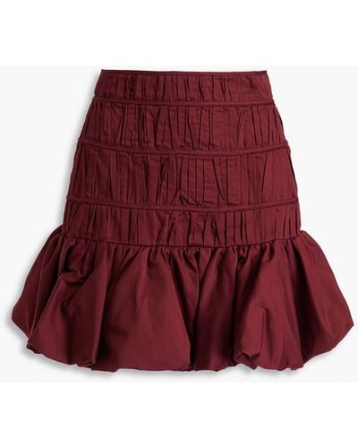 Aje. La Vie Plissé Cotton-poplin Mini Skirt - Red
