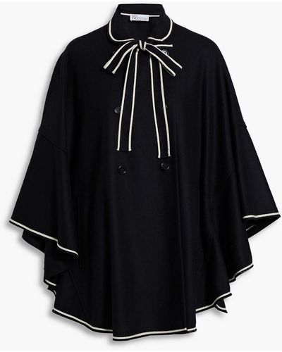 RED Valentino Double-breasted Tie-neck Wool-blend Cape - Black