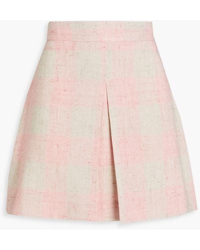 Rodebjer Beata Checked Slub Woven Mini Skirt - Pink