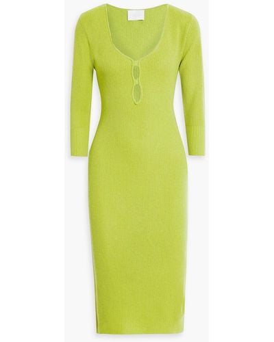 Michelle Mason Cutout Ribbed-knit Dress - Green
