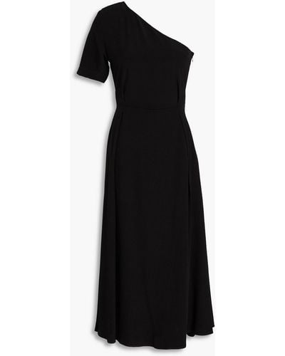 Claudie Pierlot One-sleeve Cutout Crepe De Chine Midi Dress - Black