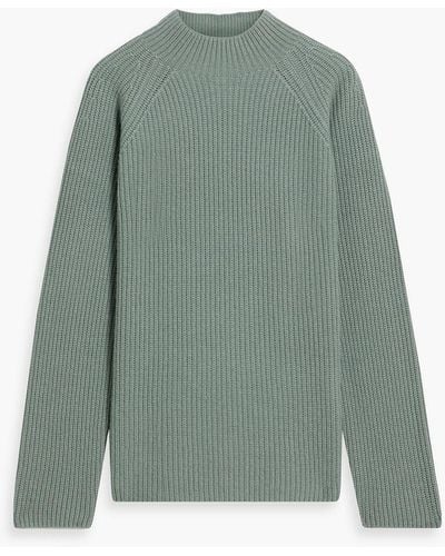 Vince Ribbed Wool And Cashmere-blend Sweater - Green