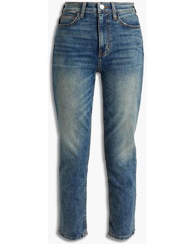 Current/Elliott Hoch sitzende cropped skinny jeans in ausgewaschener optik - Blau