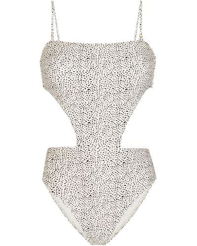 ViX Margot Cutout Printed Swimsuit - White