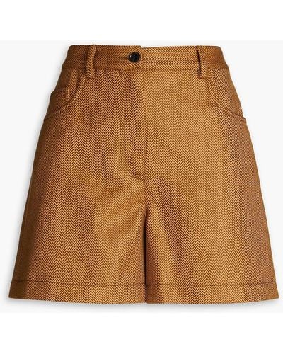 Boutique Moschino Herringbone Wool Shorts - Brown