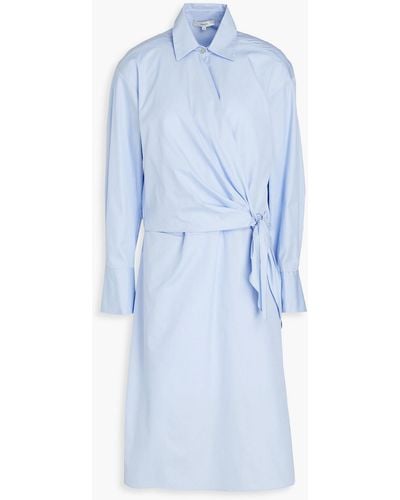 Vince Wrap-effect Cotton-poplin Shirt Dress - Blue