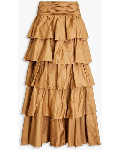 Aje. Eleni Tiered Cotton-poplin Maxi Skirt - Natural