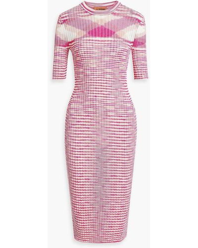 Missoni Space-dyed Ribbed-knit Midi Dress - Pink