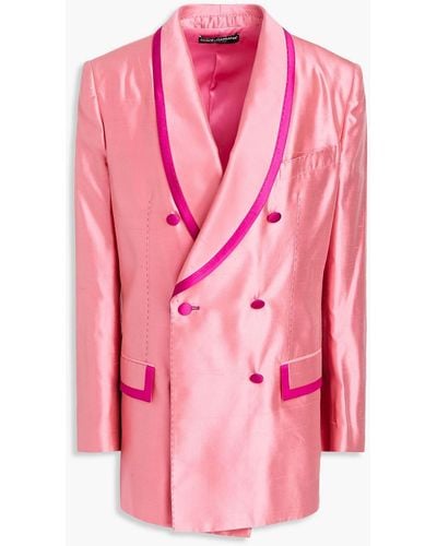 Dolce & Gabbana Double-breasted Silk-dupioni Blazer - Pink