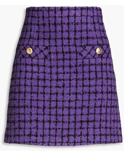 Sandro Clarinette Checked Bouclé-tweed Mini Skirt - Purple