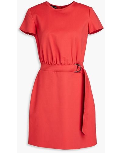 Emporio Armani Belted Cotton-blend Mini Dress - Red