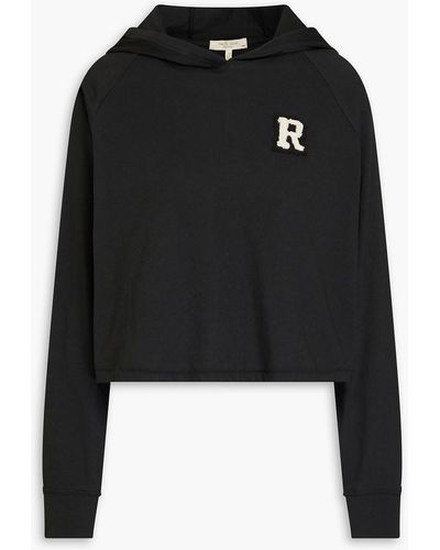 Rag & Bone Cropped Appliquéd Cotton-jersey Hoodie - Black